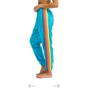 AVIATOR NATION Neon Blue Rainbow Sweatpants